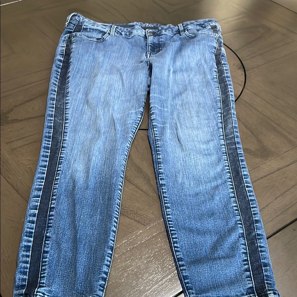 Old Navy Women's Blue Jeans with Black Stripe